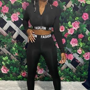 Black & White 2 Piece, Crop Top Set. (small,medium,large)